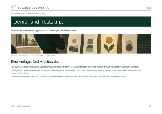 Titelseite: Demo- und Testskript